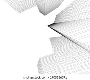 ilustración vectorial 3d de dibujo arquitectónico