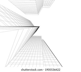 ilustración vectorial 3d de dibujo arquitectónico