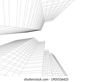 ilustración vectorial 3d de dibujo arquitectónico