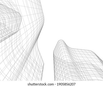 ilustración vectorial 3d de dibujo arquitectónico