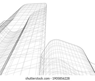 architectural drawing 3d vector illustration