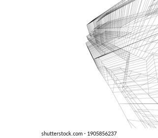 architectural drawing 3d vector illustration