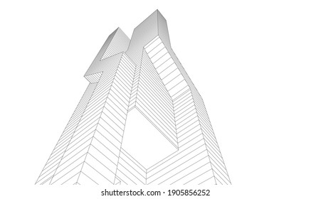 architectural drawing 3d vector illustration