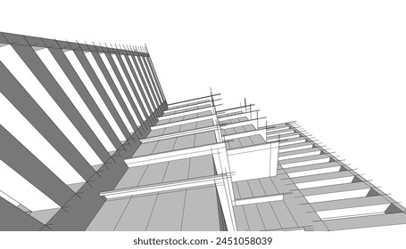 dibujo arquitectónico Ilustración vectorial 3d