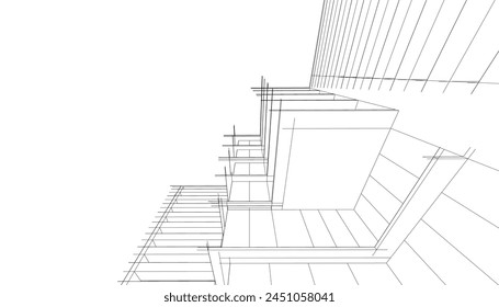 dibujo arquitectónico Ilustración vectorial 3d