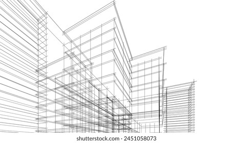dibujo arquitectónico Ilustración vectorial 3d