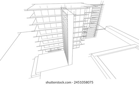 dibujo arquitectónico Ilustración vectorial 3d