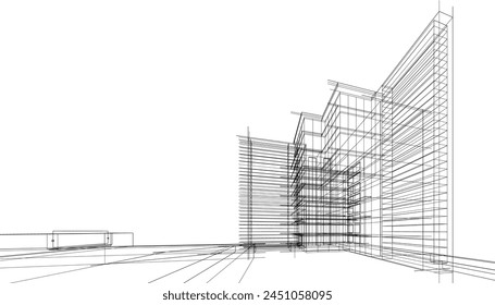 dibujo arquitectónico Ilustración vectorial 3d