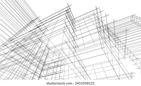 architectural drawing 3d vector illustration