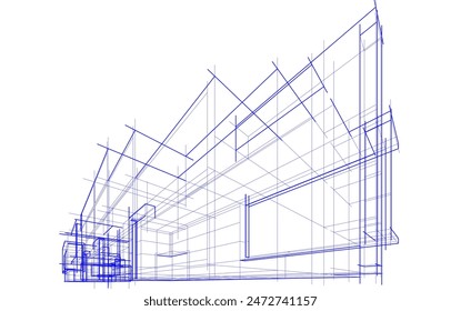 architectural drawing 3d vector illustration