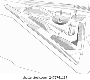 architectural drawing 3d vector illustration