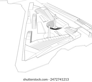 architectural drawing 3d vector illustration