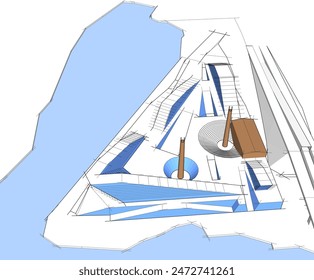 Architekturzeichnung 3D-Vektorillustration