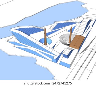 Architekturzeichnung 3D-Vektorillustration
