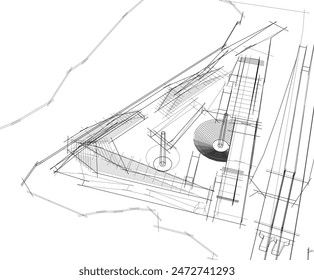 dibujo arquitectónico Ilustración vectorial 3d