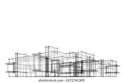 architectural drawing 3d vector illustration