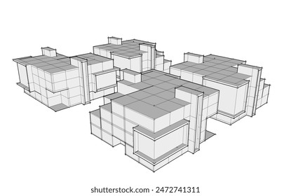 dibujo arquitectónico Ilustración vectorial 3d