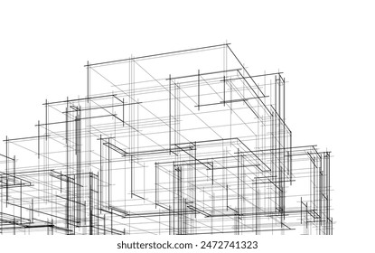 architectural drawing 3d vector illustration