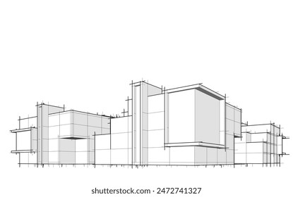dibujo arquitectónico Ilustración vectorial 3d