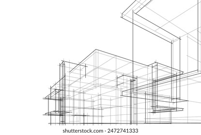 architectural drawing 3d vector illustration