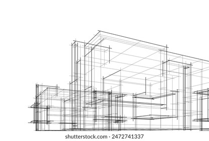 dibujo arquitectónico Ilustración vectorial 3d