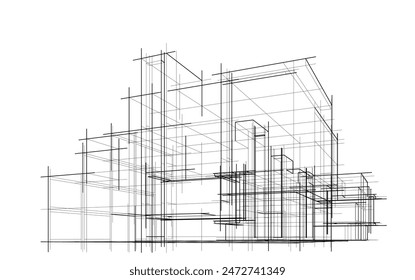 architectural drawing 3d vector illustration