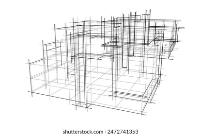 architectural drawing 3d vector illustration