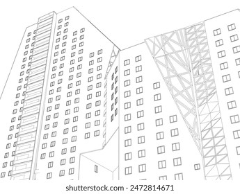 architectural drawing 3d vector illustration