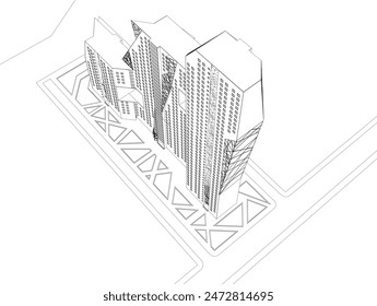 dibujo arquitectónico Ilustración vectorial 3d