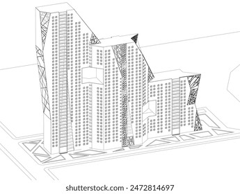 architectural drawing 3d vector illustration