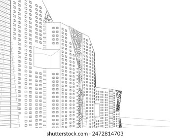 dibujo arquitectónico Ilustración vectorial 3d