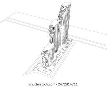 architectural drawing 3d vector illustration