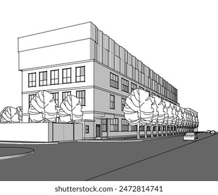 architectural drawing 3d vector illustration