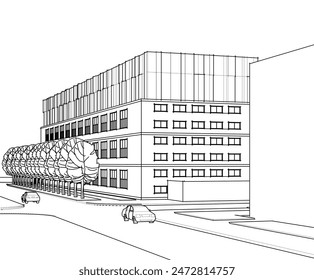 architectural drawing 3d vector illustration