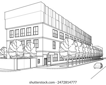 dibujo arquitectónico Ilustración vectorial 3d
