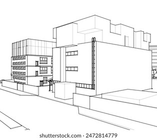 dibujo arquitectónico Ilustración vectorial 3d