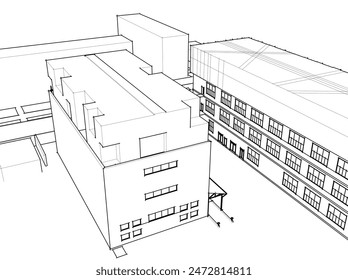 architectural drawing 3d vector illustration