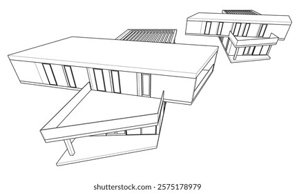 Architectural drawing 3d vector illustration