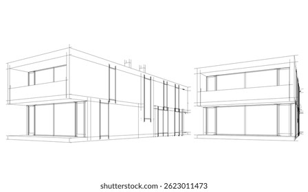 Architectural drawing 3d vector illustration