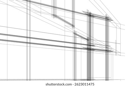 Dibujo arquitectónico Ilustración vectorial 3d
