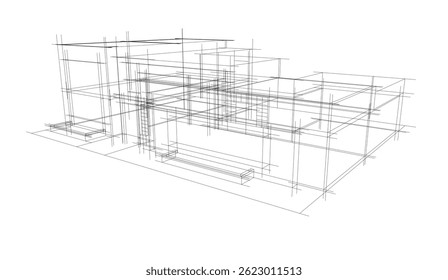 Architectural drawing 3d vector illustration