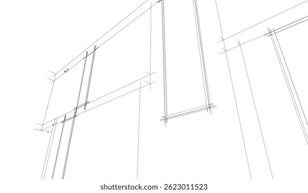 Desenho arquitetônico Ilustração vetorial 3D
