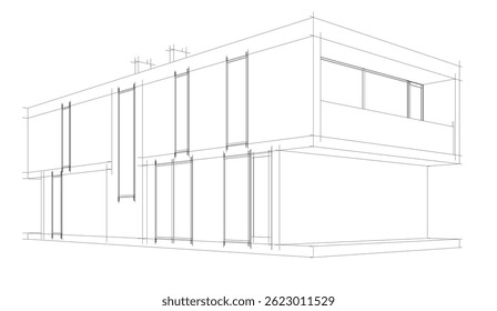Dibujo arquitectónico Ilustración vectorial 3d