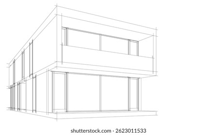 Dibujo arquitectónico Ilustración vectorial 3d