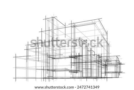 architectural drawing 3d vector illustration