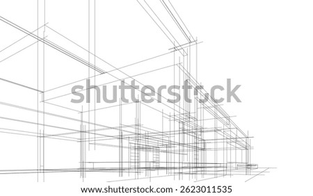 Architectural drawing 3d vector illustration