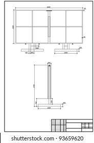 Architectural drawing of billboard, AutoCAD, vector