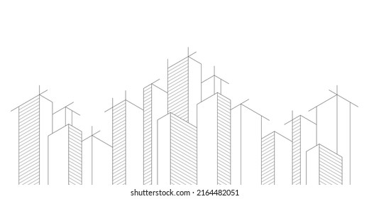 Architectural drawing with building construction