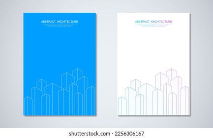 Architectural drawing with building construction for the book cover, brochure, flyer, poster, presentation, and other design