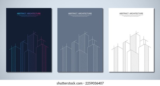 Architectural drawing with building construction for the book cover, brochure, flyer, poster, presentation, and other design